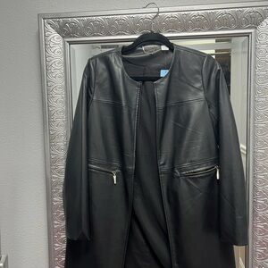 Chico's Black Leather Jacket with Zipper Details